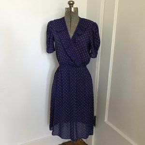 VINTAGE 80s Purple Chiffon Forget-Me-Not Dress